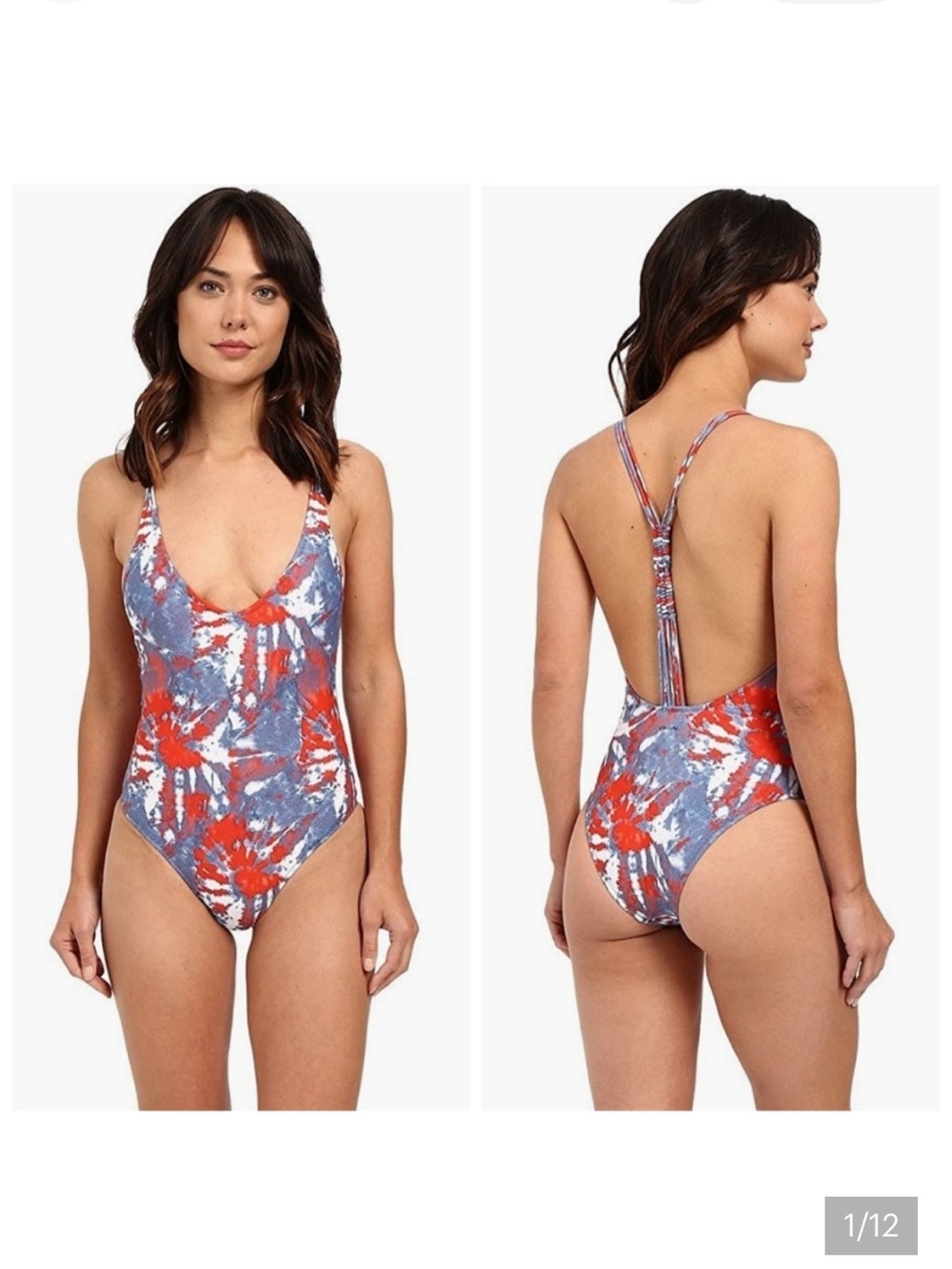 Volcom liberty red white and blue one piece swimsuit